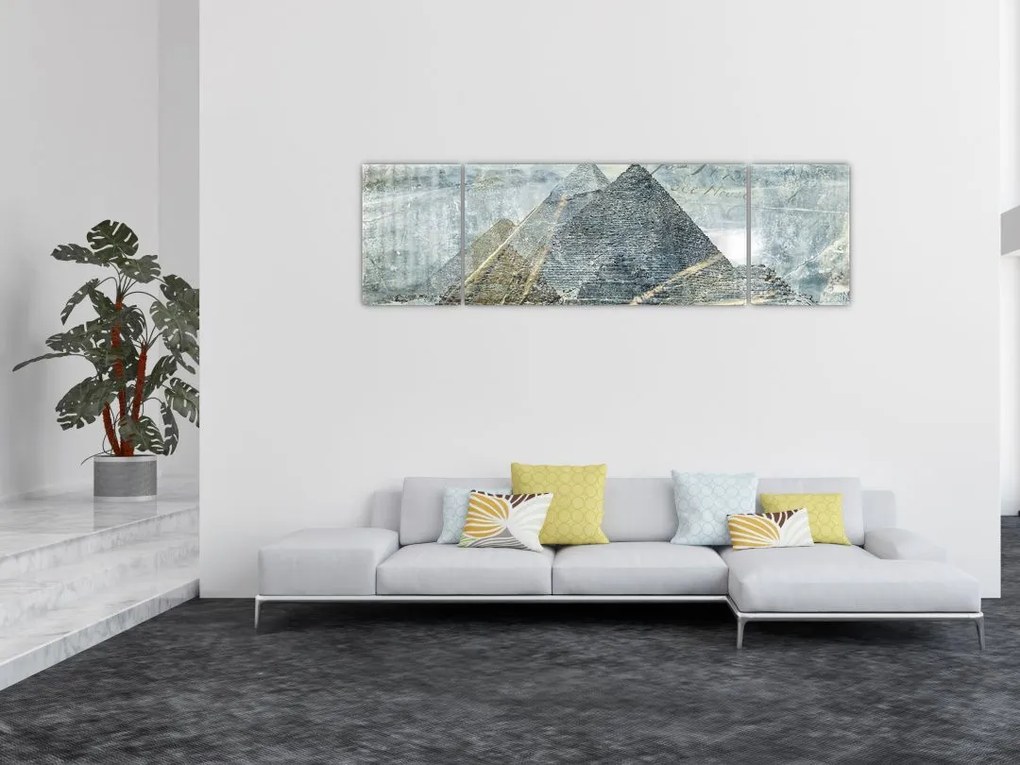 Obraz - Piramidy w niebieskim filtrze (170x50 cm)