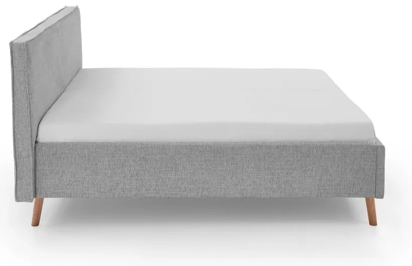 Jasnoszare tapicerowane łóżko dwuosobowe ze schowkiem i stelażem 180x200 cm Riva – Meise Möbel
