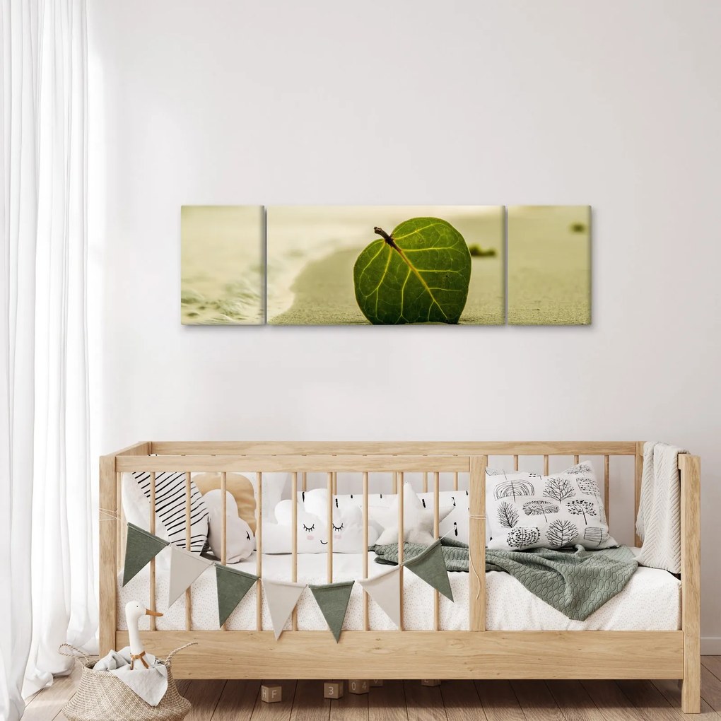 Obraz liścia w piasku (170x50 cm)