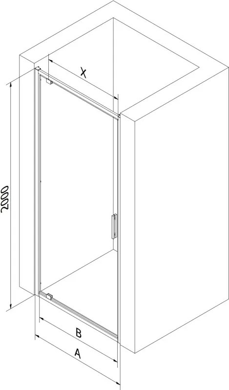 Mexen Exo drzwi prysznicowe uchylne 95 cm, transparent, czarne - 8181-095-000-70-00