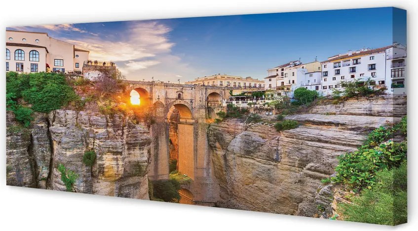 Zdjęcie na płótnie Most nad Rzeką o Zachodzie Słońca