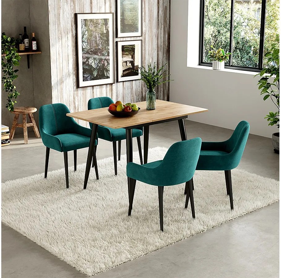 Stół do jadalni czarny/złoty dąb 80x70x75 beaver