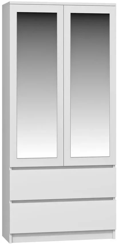 Biała minimalistyczna szafa z lustrem - Bafix