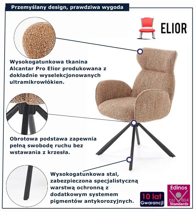 Krzesło z podłokietnikami cynamonowe G0-R06