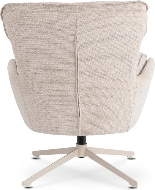 Fotel Wypoczynkowy Obrotowy PASADENA z Podnóżkiem Kremowy Nowoczesny