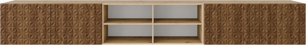 Szafka RTV wisząca ROVA 300 cm do Salonu pod Telewizor - Dąb artisan