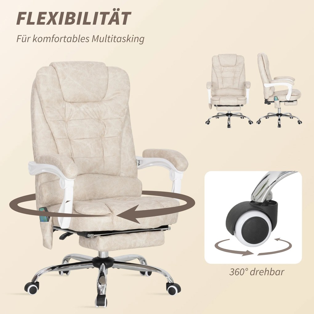 Vinsetto Fotel biurowy z funkcją masażu, ergonomiczny, 65x160x104cm, szary | Aosom PL