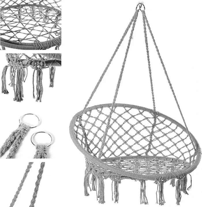 Szary wiszący fotel KOLUMBIA ze stojakiem