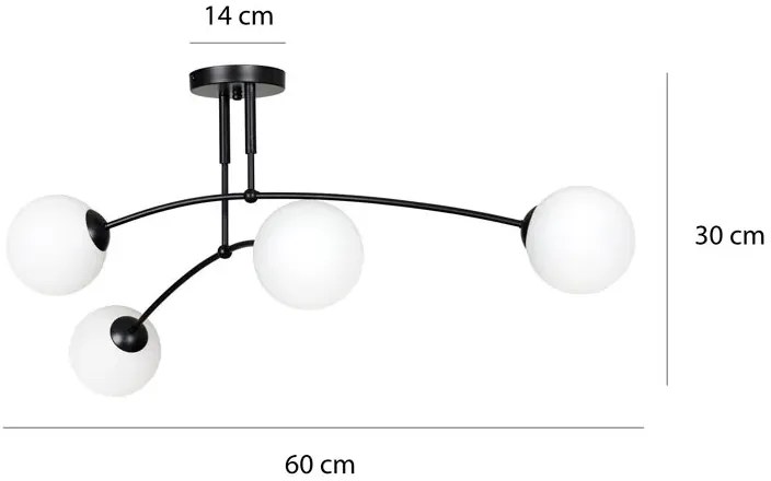 Czarna minimalistyczna lampa sufitowa - D071 Opes 8X