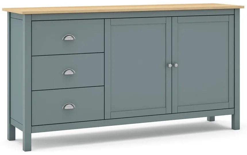 Szarozielona komoda z litego drewna sosnowego 150x80x40 cm Misti – Marckeric
