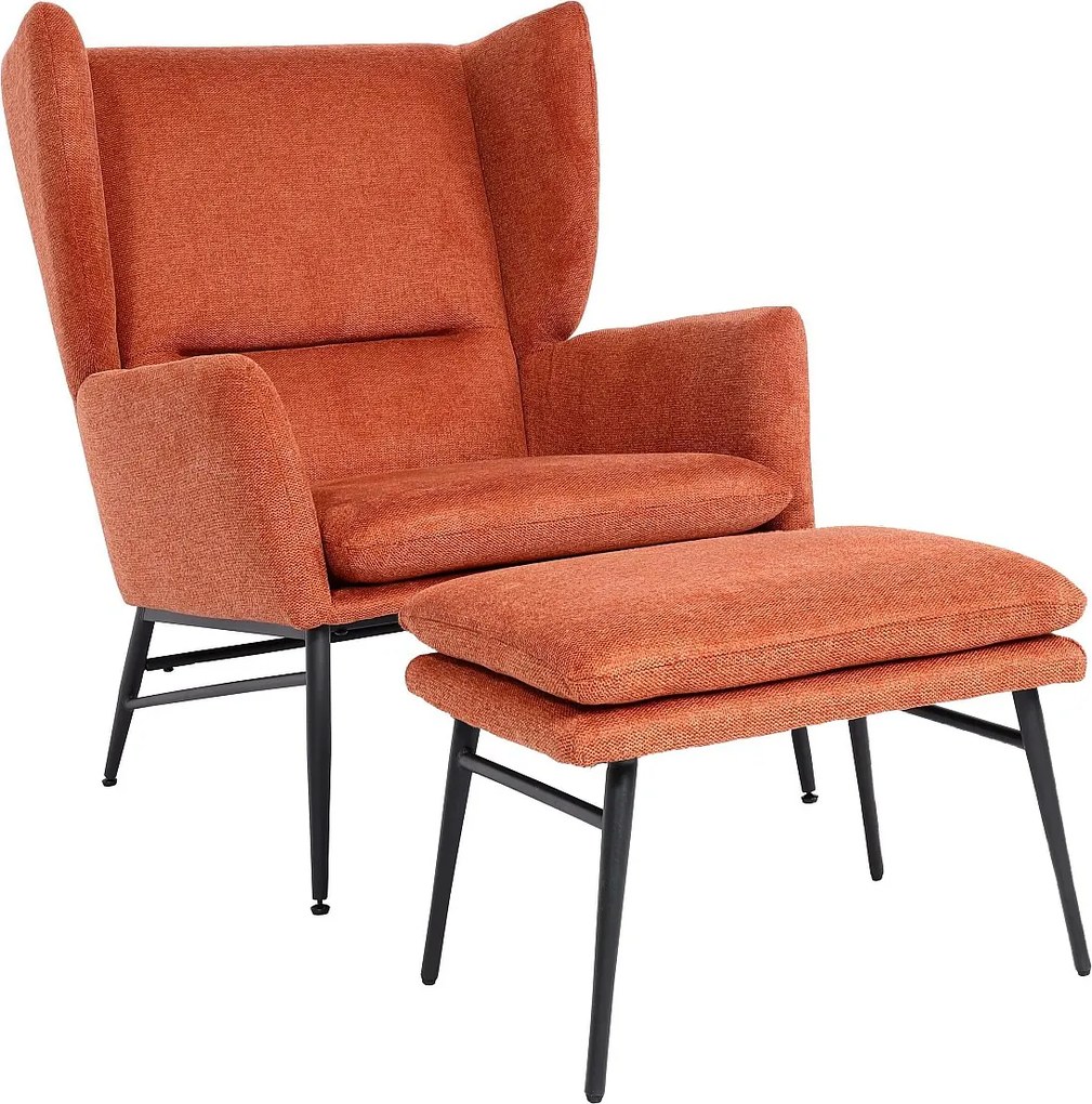 Fotel wypoczynkowy z otomaną MCW-L62,  terakota-brązowy