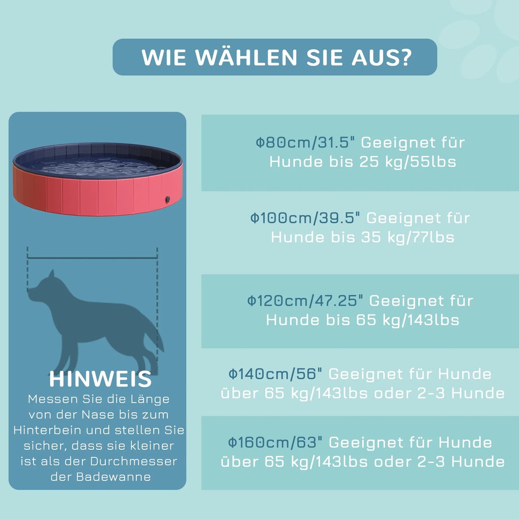 PawHut Basen dla psów Czerwony brodzik do pływania Ø160x30cm Plastik i drewno | Aosom PL