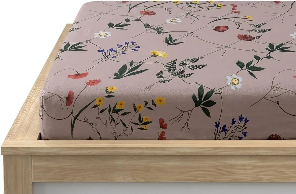 PrzytulneMieszkanie.pl Prześcieradło z mikrofibry HERBAR beżowe 90x200 cm
