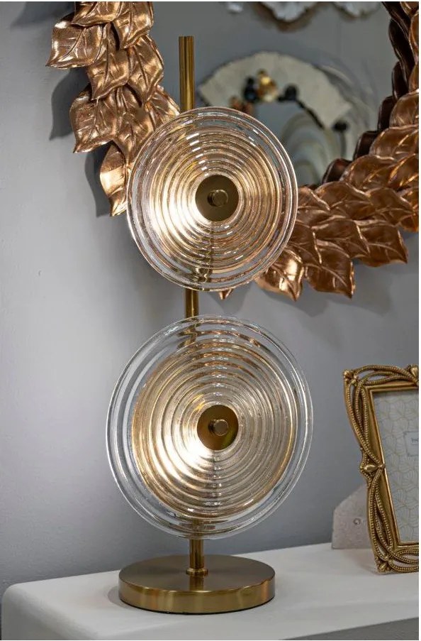 Lampa stołowa w kolorze złota ze szklanym kloszem (wysokość 63 cm) Venice – Mauro Ferretti