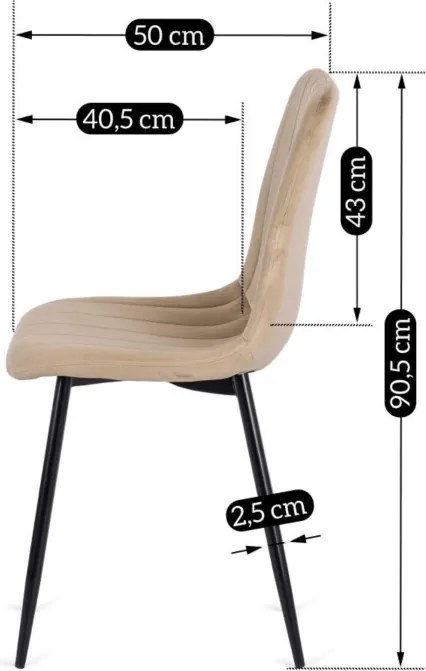 Krzesło Tapicerowane do Jadalni IBIS Beżowe Welurowe Nowoczesne Loft