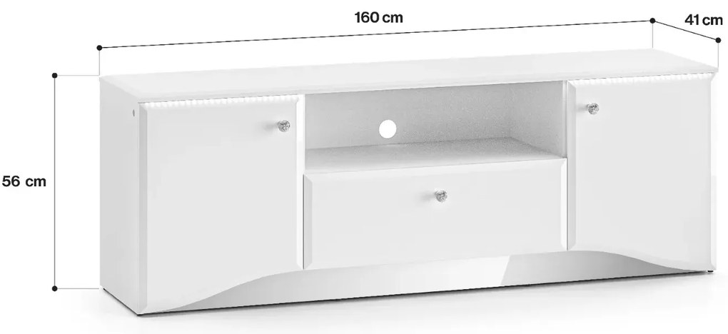 Szafka RTV BLANC 03 1D2S 160 biały połysk ML MEBLE