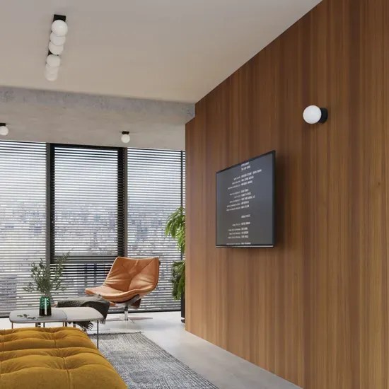 Czarny kinkiet z białym kloszem W0-E40