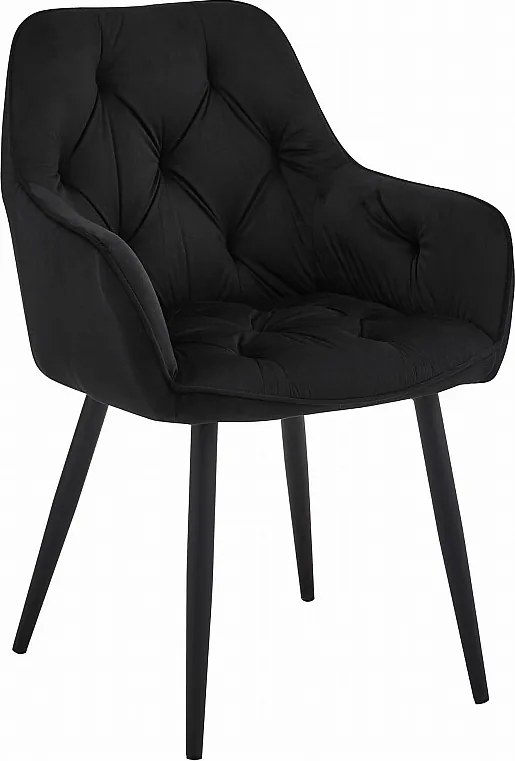 Krzesło do jadalni Valora LUKK – czarny aksamit z czarnymi nogami x1