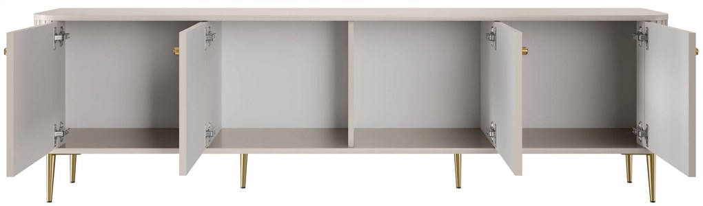 Szafka RTV Vesper 4D 187 cm - kaszmir / złote nogi