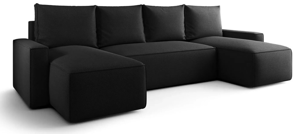 Czarny narożnik w kształcie U z funkcją spania Z2-E49