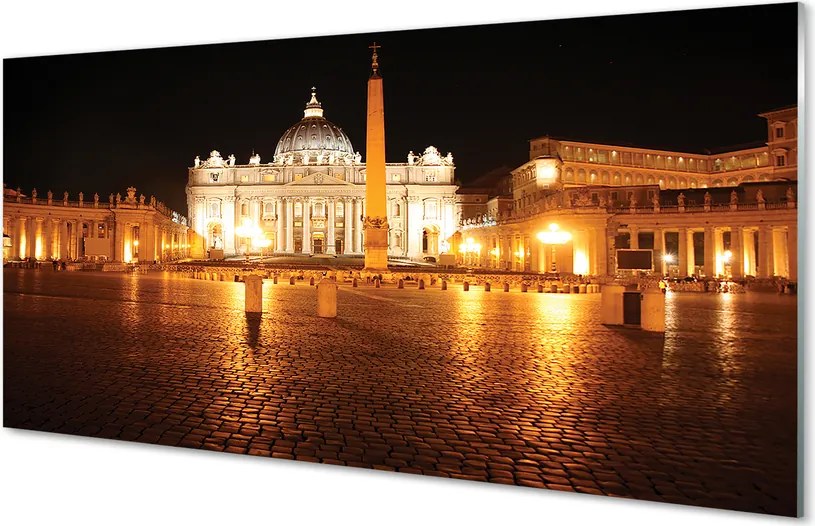 Szkło do Kuchni na Ścianę Plac przed Bazyliką Nocą