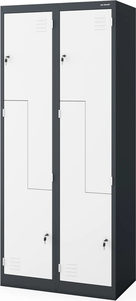 Szafa socjalna czterokomorowa Julia 80x45x185 cm antracyt/biały