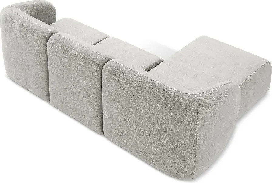 Jasnoszary narożnik z tkaniny szenilowej (lewostronny/z szezlongiem) Lani – Makamii