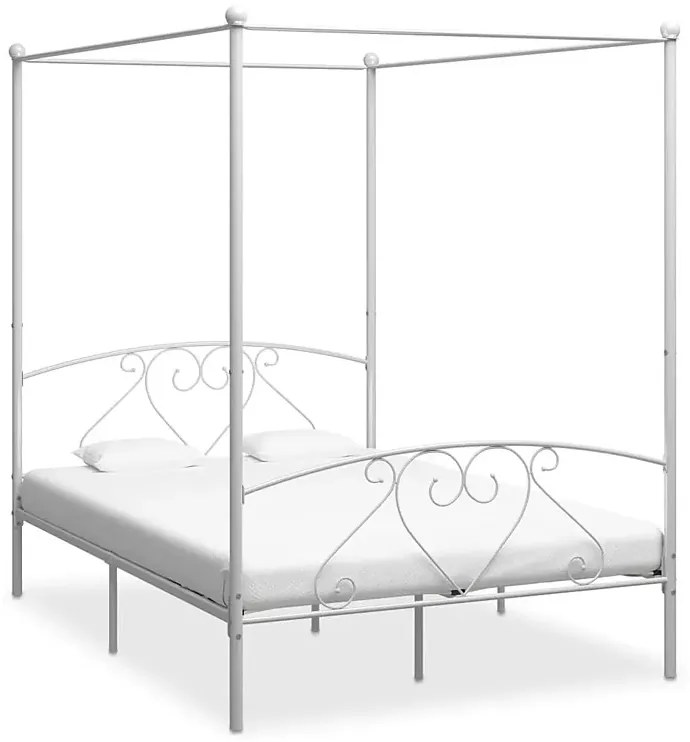Białe metalowe łóżko małżeńskie 180x200 cm - Nila