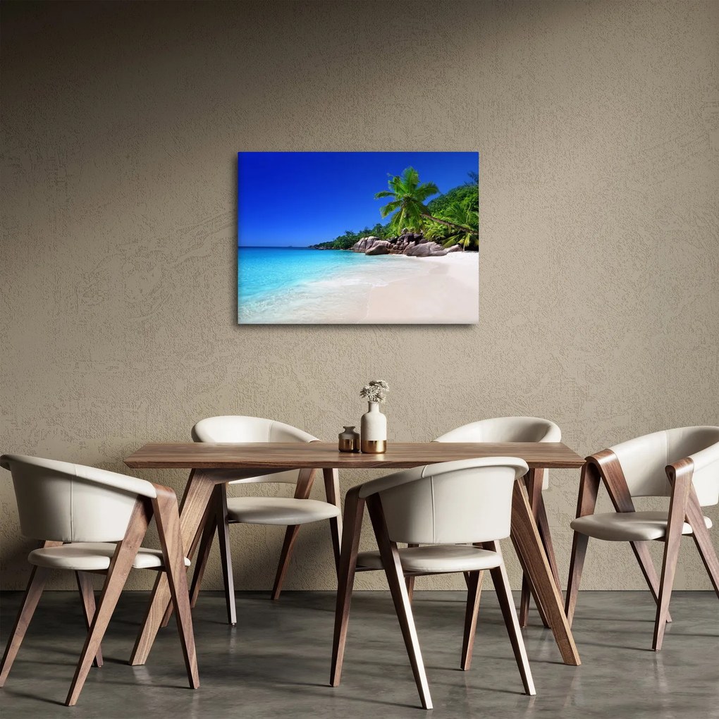 Obraz plaży na wyspie Praslin (70x50 cm)