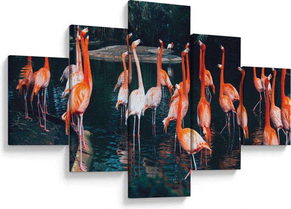 Obraz stada flamingów (125x70 cm)