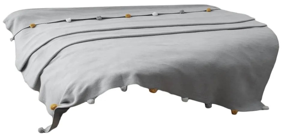 Szara polarowa narzuta 150x200 cm Pom Pom – Mijolnir