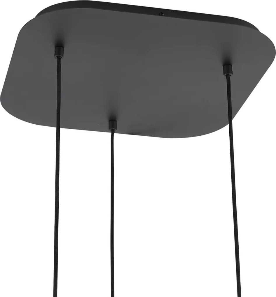 Designerska lampa wisząca czarna z przydymionym szkłem 3-punktowa - Gus