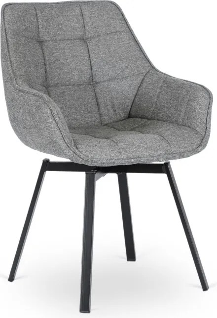 Krzesło Tapicerowane Obrotowe do Salonu LUNA 2 Szare Nowoczesne Loft