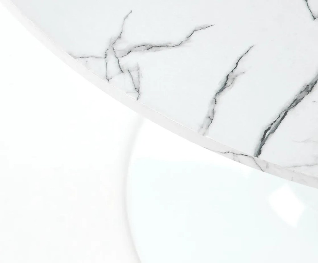 Stół kawiarniany na jednej nodze Denver imitacja białego marmuru