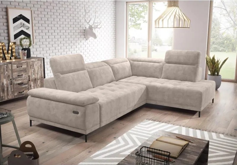 Narożnik FOCUS L z elektryczną regulacją w tkaninie SALVADOR 01 WERSAL