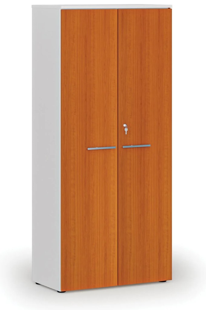 Szafa biurowa z drzwiami PRIMO WHITE, 800 x 420 x 1781 mm, biały/wiśnia