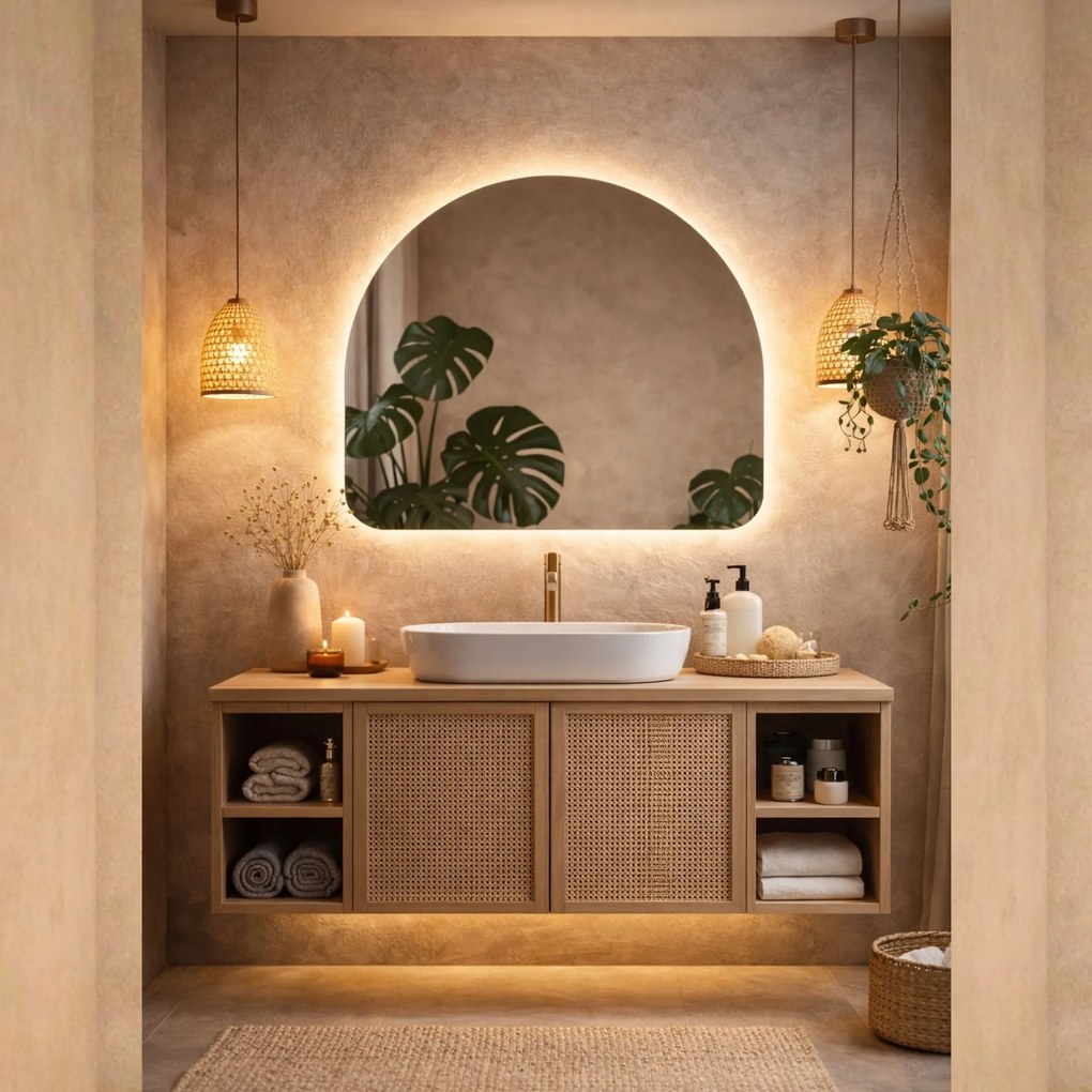 Lustro portalowe z podświetleniem RONA Soft LED | Różne rozmiary | Różne kolory : Kolor tafli szkła - Srebrny, Rozmiar - 110 x 86 cm