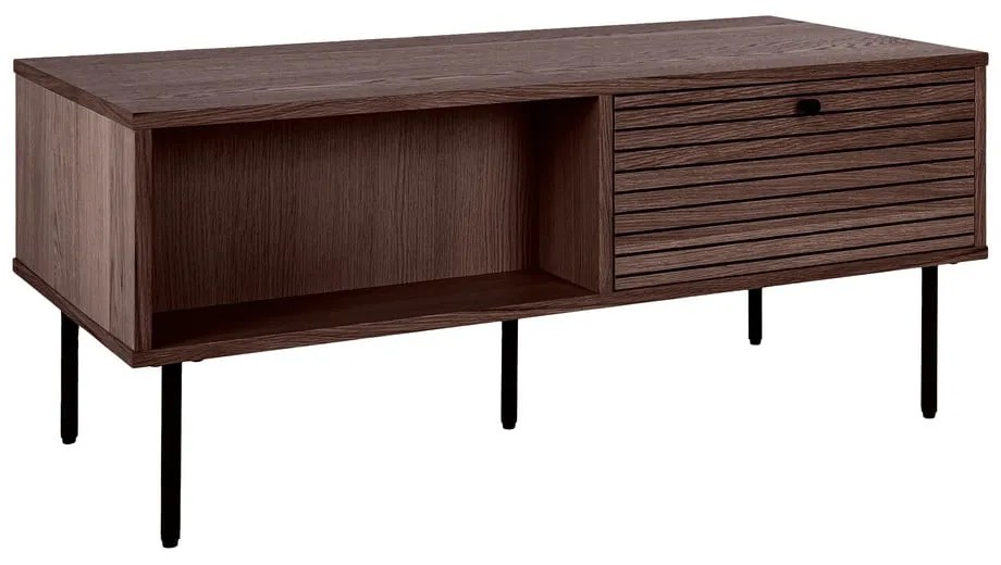 Ciemnobrązowy stolik w dekorze dębu 50x100 cm Kyoto – House Nordic