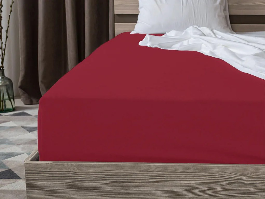 Jersey psześcieradło dziecięce wiśniowe 70 x 140 cm