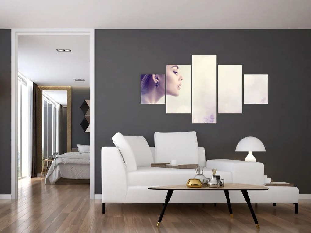 Obraz kobiety z lawendą (125x70 cm)