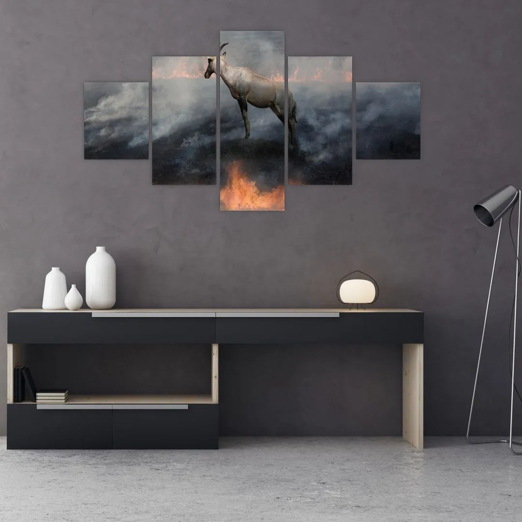 Obraz kozicy w płomieniach (125x70 cm)