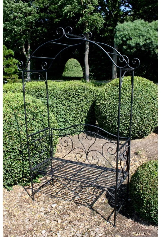 Czarna metalowa ławka ogrodowa Colima – Garden Pleasure