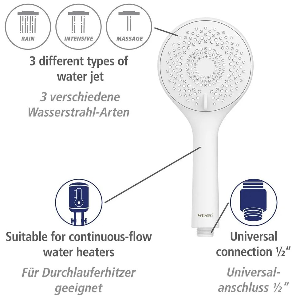 Biały zestaw prysznicowy ze stali nierdzewnej 70 cm Watersaving – Wenko