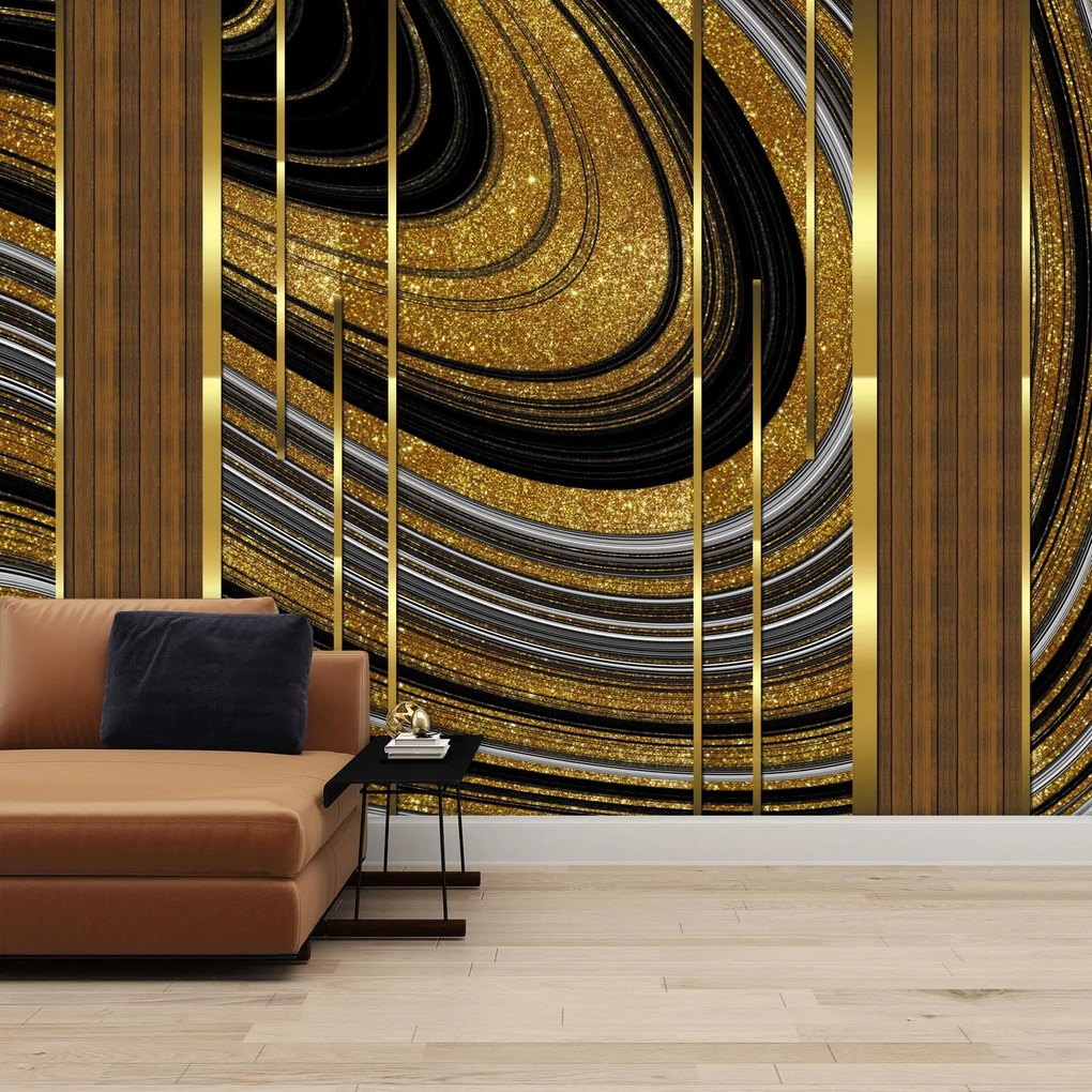 Fototapeta - Złoty dekor, kolaż (196x136 cm)