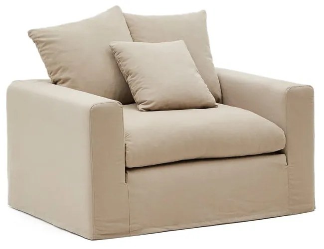 Beżowy lniany fotel Nora – Kave Home