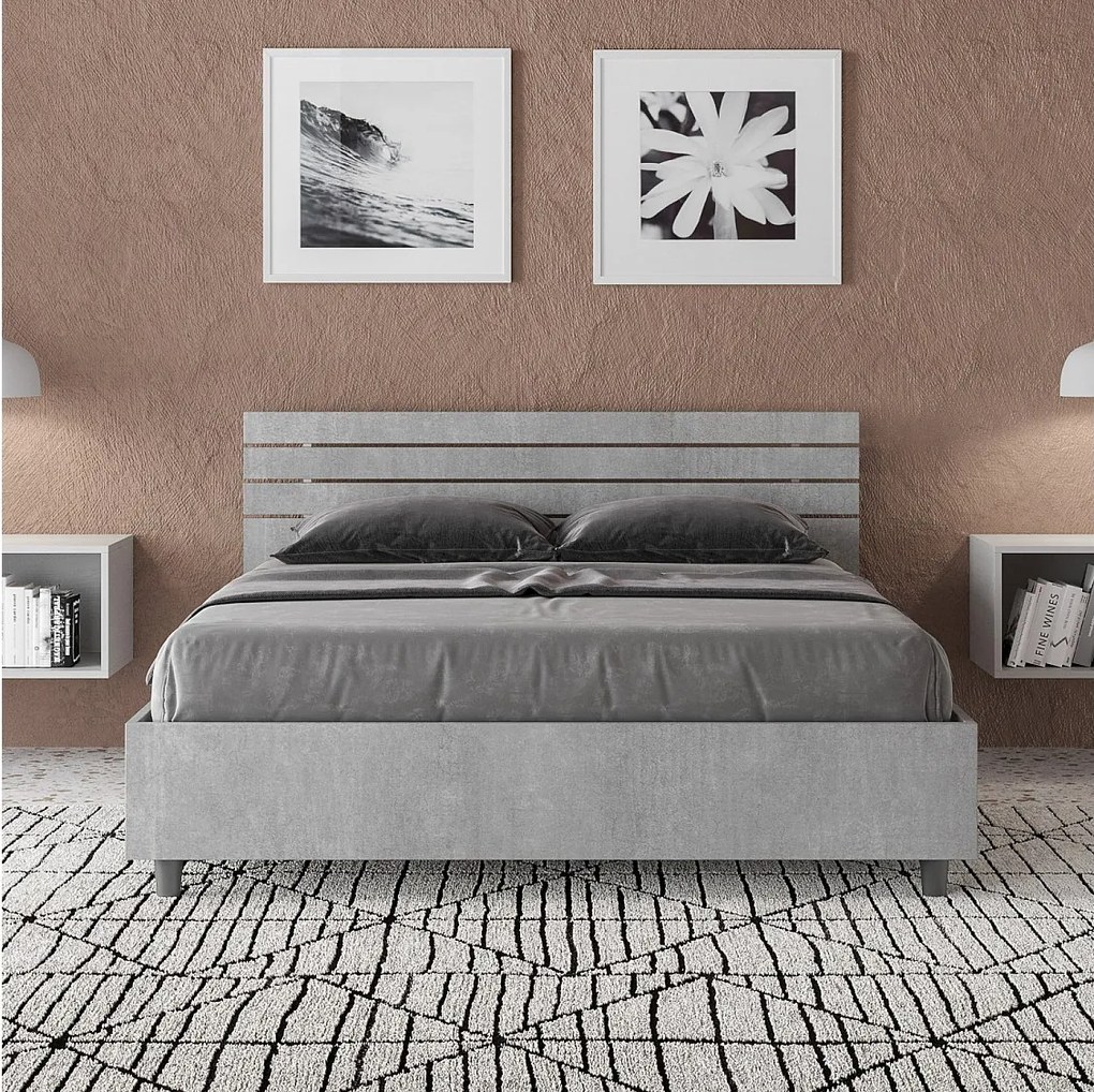 Łóżko bez stelaża 140x200 Nachylony zagłówek z listwami cementu Ankel