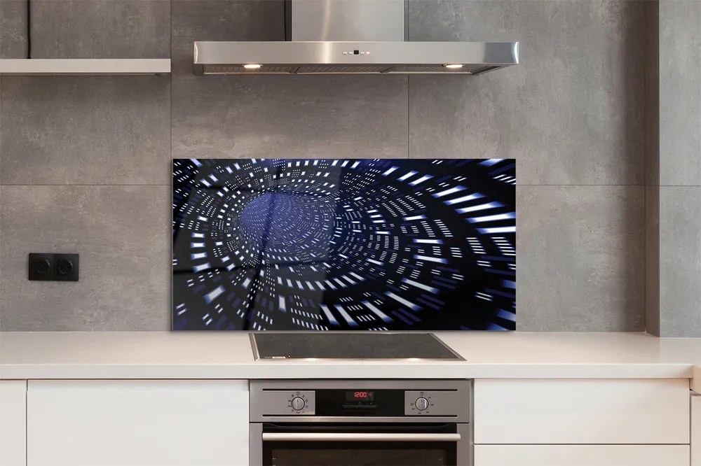 Panel szklany do Kuchni Błękitny Tunel Przestrzenny 3D