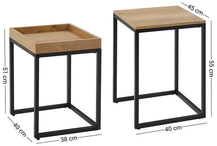 Loftowy Stolik Kawowy 2W1 Miodowy Brąz 120 Cm D6-T02