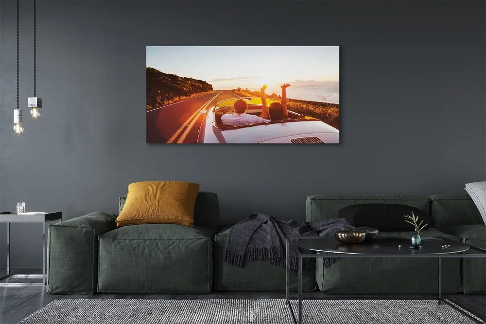 Obraz drukowany na płótnie Droga, Auto i Ludzie