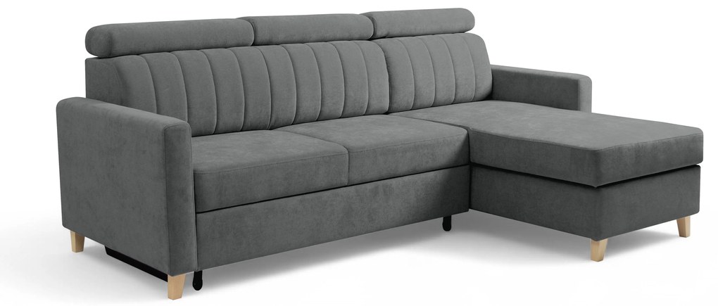 Narożnik Vario z funkcją spania uniwersalny prawo/lewostronny - szary szenil Wind 89